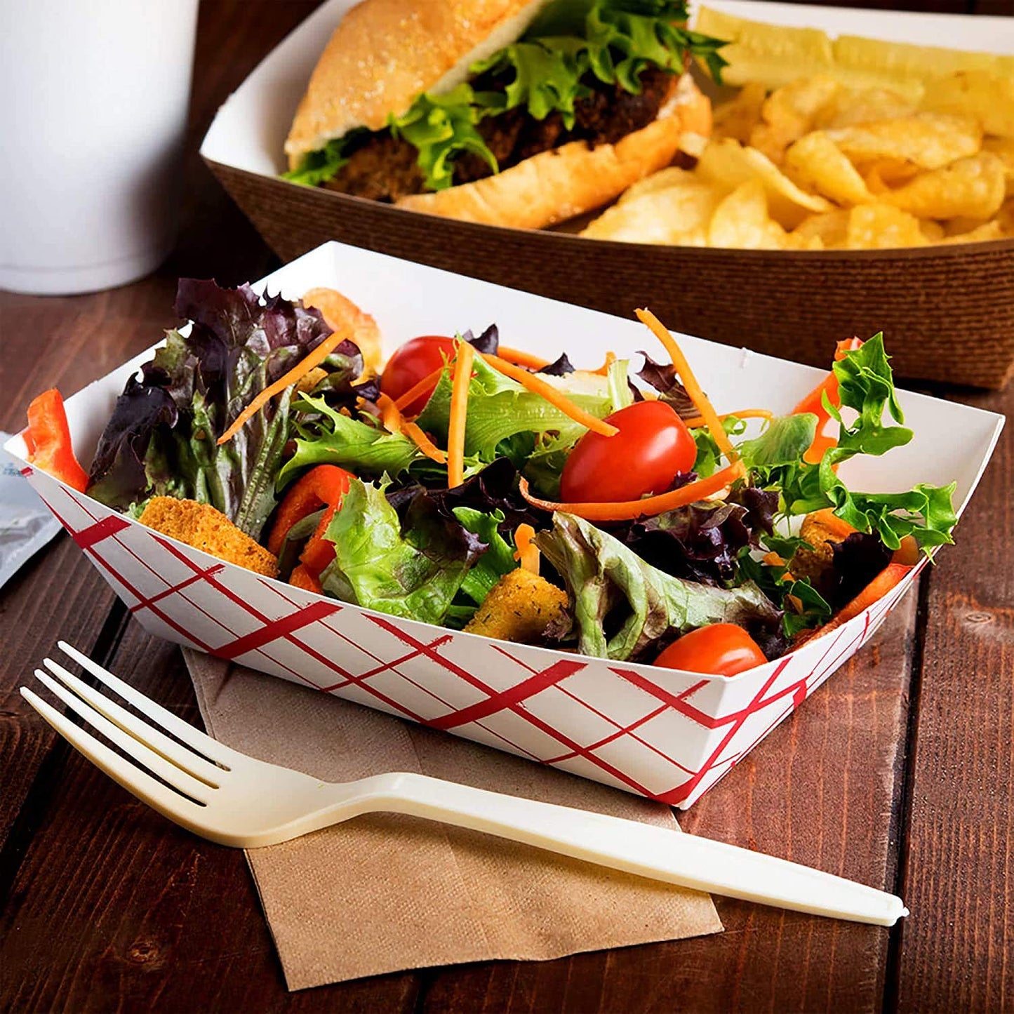 Kraft Paper Food Tray. 3 Pound Size. Disposable, Recyclable and Fully Biodegradable. Made in USA