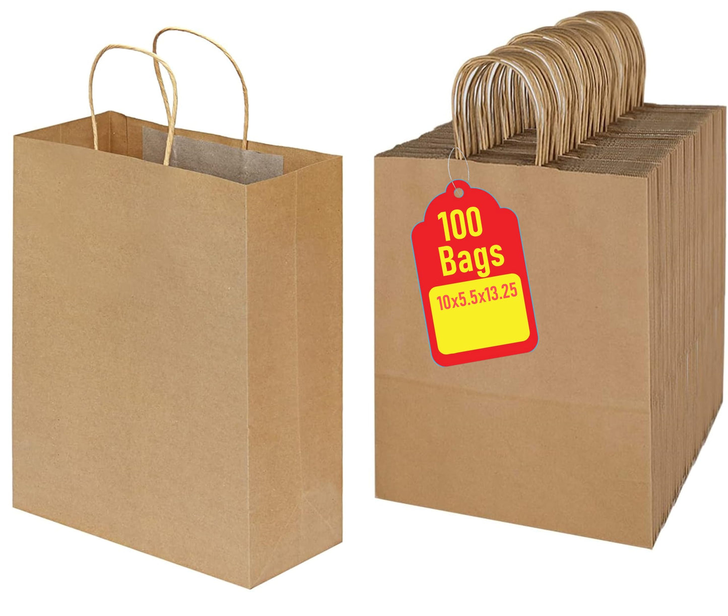 Premium Paper Bags with Handles - Multi-Pack, Ideal for Shopping, Wedding, Business, Retail, Craft, Gifts & More - Durable, 100% Recyclable Quality
