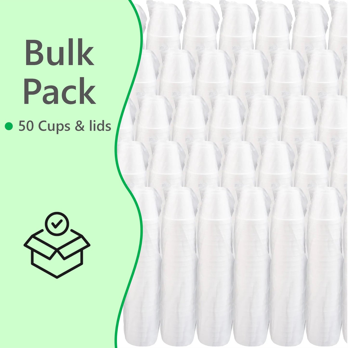 Foam Cups for Hot and Cold Drinks With Lids, USA-Made 50-Pack - Ideal Styrofoam Coffee Cups, Insulating To-Go Cups for Soda, Tea, Juice - Sturdy, Disposable and comparable to Industry standard