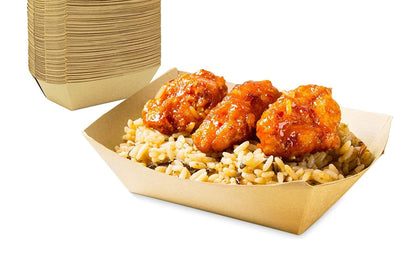 Kraft Paper Food Tray. 3 Pound Size. Disposable, Recyclable and Fully Biodegradable. Made in USA