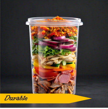 Mr. Miracle 16 Oz Food and Multi-Purpose Plastic Deli Containers with Matching Lids. Sealable. Non-Leaking. Microwavable, Freezer and Dishwasher Safe
