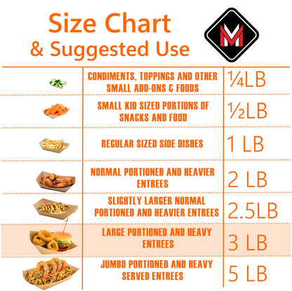 Kraft Paper Food Tray. 3 Pound Size. Disposable, Recyclable and Fully Biodegradable. Made in USA