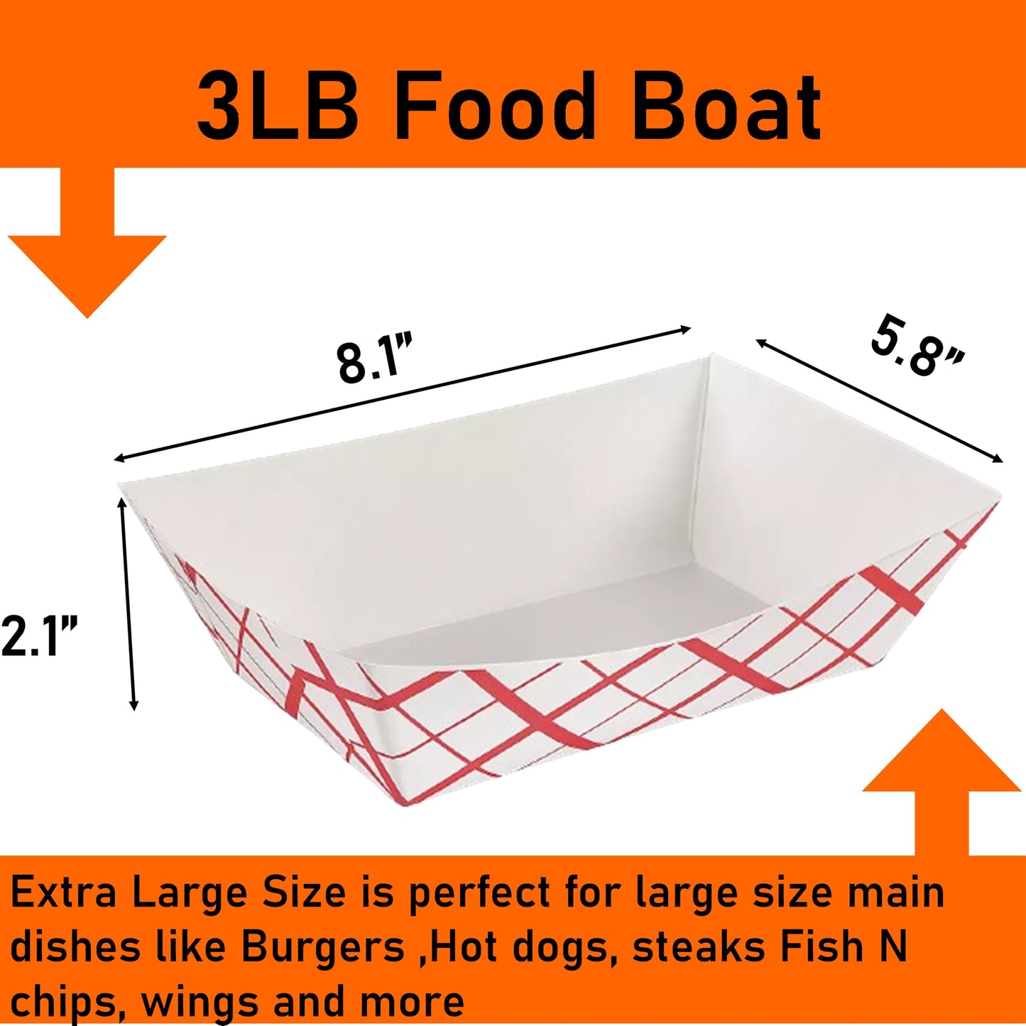 Kraft Paper Food Tray. 3 Pound Size. Disposable, Recyclable and Fully Biodegradable. Made in USA