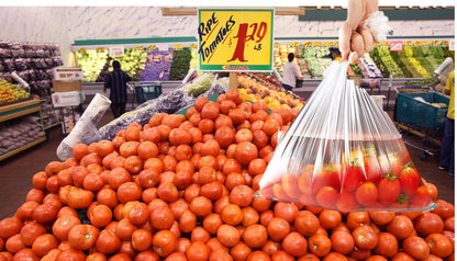 Mr Miracle Plastic Produce Bags for Food Storage - 12"x20" Clear Grocery Bag for Fruits, Vegetables, Bread - Easy Peel-Off Design, Continuous Roll, 1.75" Core, Pack of 350 Bags [1 roll]