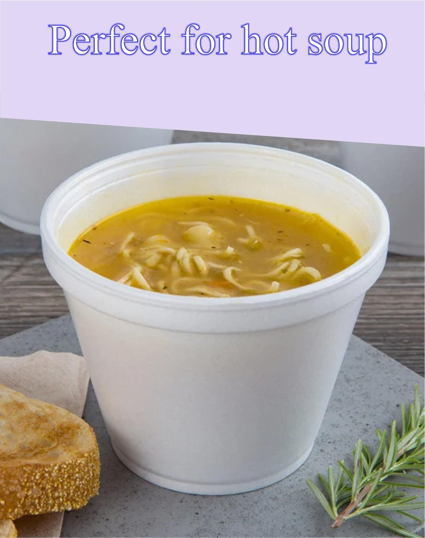 Foam Bowl with Lid for Hot and Cold Foods – 8 Ounce Disposable Soup Container with Vented Lid, Great for Ice Cream, Yogurt, Soup, Takeout [100 pack]
