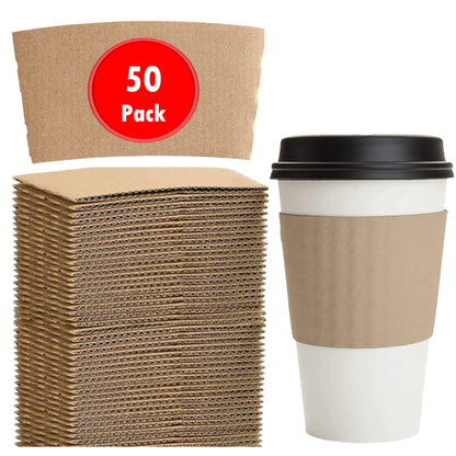 Mr Miracle Disposable Brown Coffee Sleeves - Eco-Friendly Kraft Jacket Beverage Sleeves for Paper Cups, Fits 10-20oz - Bulk Coffee Sleeves Multi Pack for Cafés & Shops