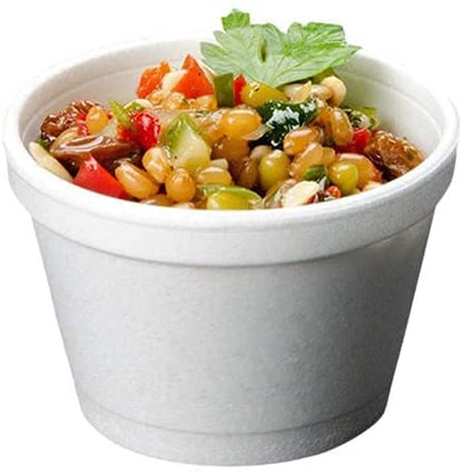 Mr. Miracle 4 Ounce Foam Bowl with Lid for Hot and Cold Foods. Pack of 100 Sets. Disposable Soup Container with Vented Lid. Great for Ice Cream, Yogurt, Soup, Takeout